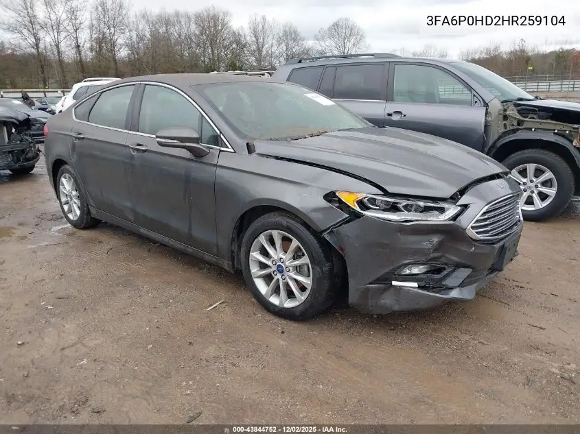 3FA6P0HD2HR259104 2017 Ford Fusion Se