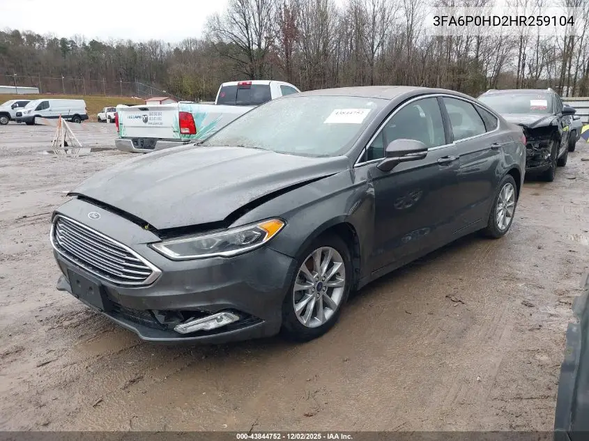 3FA6P0HD2HR259104 2017 Ford Fusion Se