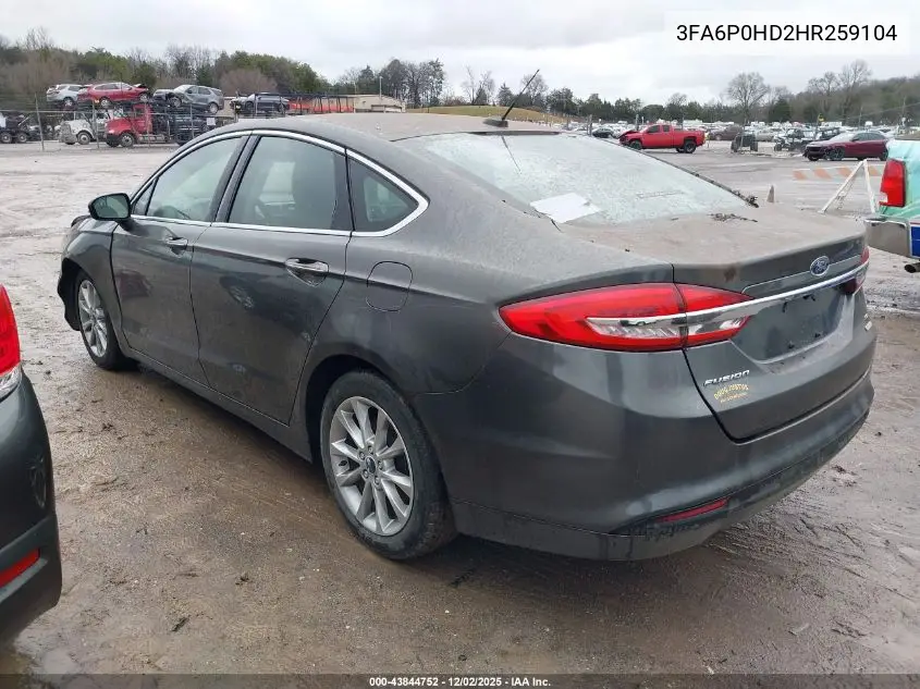3FA6P0HD2HR259104 2017 Ford Fusion Se