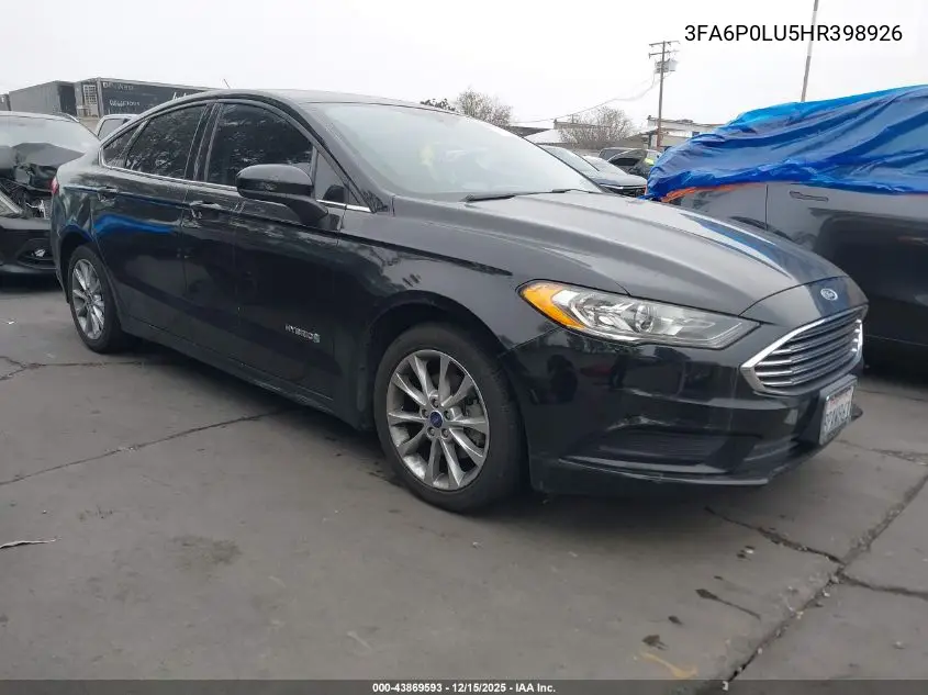 3FA6P0LU5HR398926 2017 Ford Fusion Hybrid Se