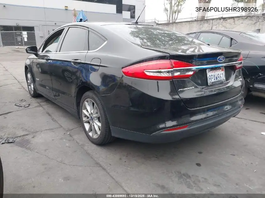 3FA6P0LU5HR398926 2017 Ford Fusion Hybrid Se