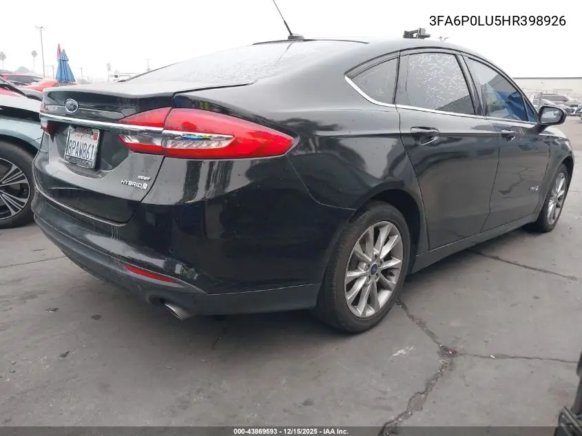 3FA6P0LU5HR398926 2017 Ford Fusion Hybrid Se