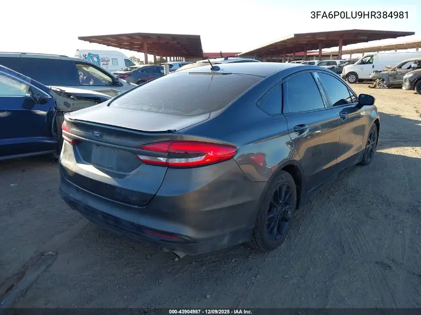 3FA6P0LU9HR384981 2017 Ford Fusion Hybrid Se