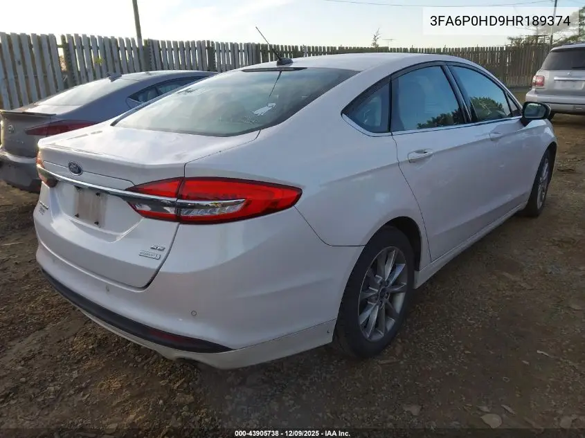 3FA6P0HD9HR189374 2017 Ford Fusion Se