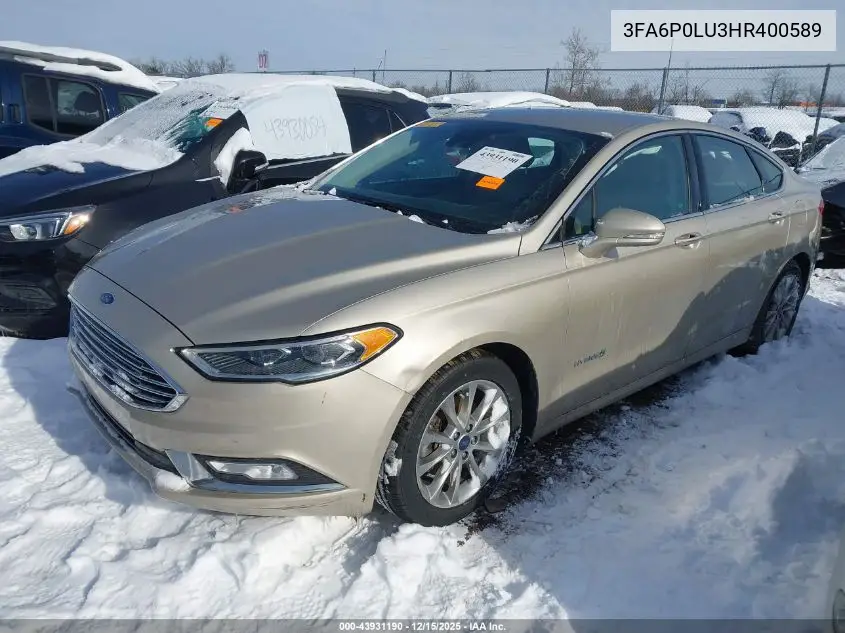 3FA6P0LU3HR400589 2017 Ford Fusion Hybrid Se