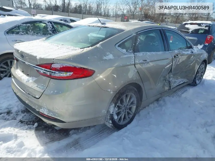 3FA6P0LU3HR400589 2017 Ford Fusion Hybrid Se