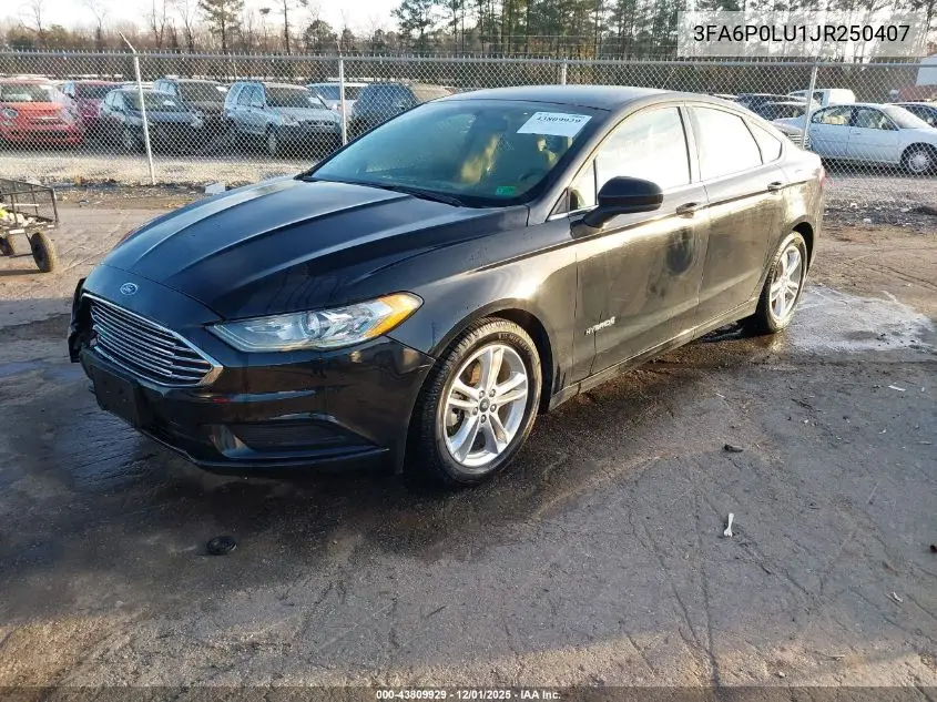 3FA6P0LU1JR250407 2018 Ford Fusion Hybrid Se