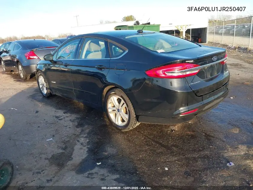 3FA6P0LU1JR250407 2018 Ford Fusion Hybrid Se
