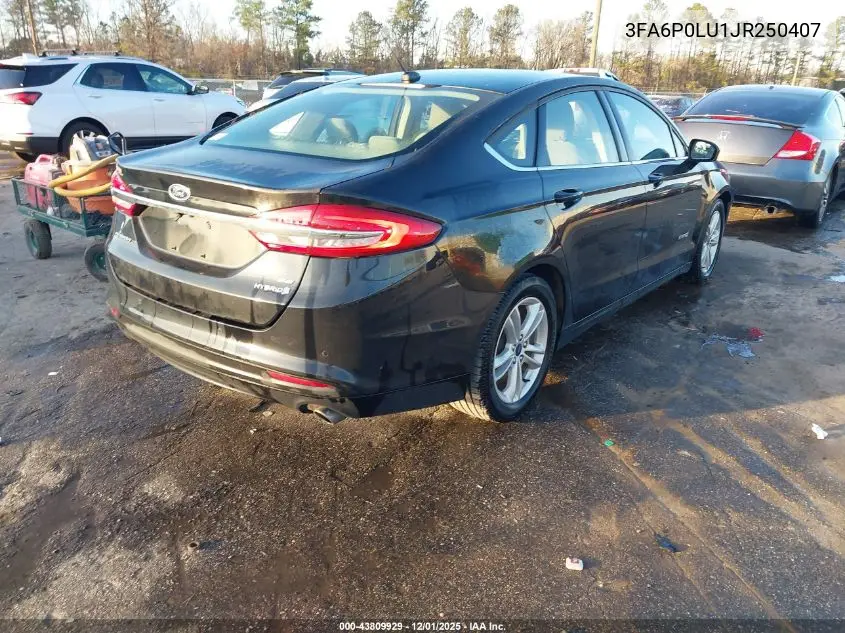 3FA6P0LU1JR250407 2018 Ford Fusion Hybrid Se