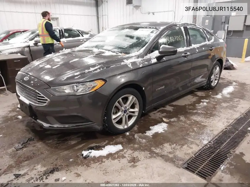 3FA6P0LU8JR115540 2018 Ford Fusion Hybrid Se