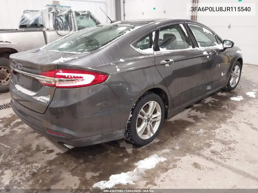3FA6P0LU8JR115540 2018 Ford Fusion Hybrid Se