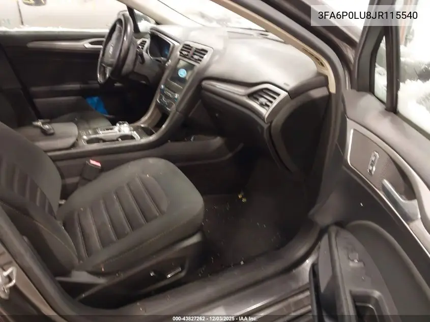 3FA6P0LU8JR115540 2018 Ford Fusion Hybrid Se
