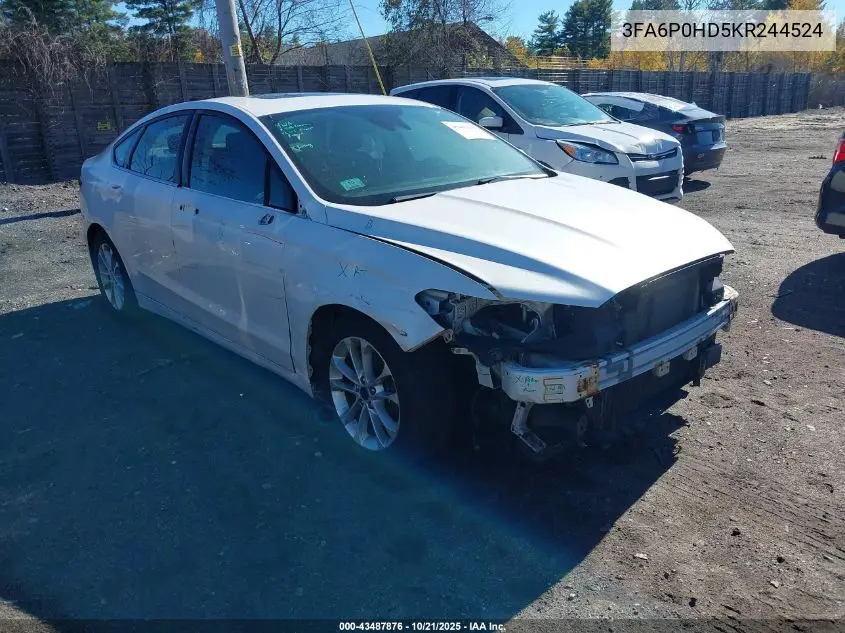 3FA6P0HD5KR244524 2019 Ford Fusion Se
