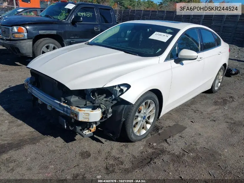 3FA6P0HD5KR244524 2019 Ford Fusion Se
