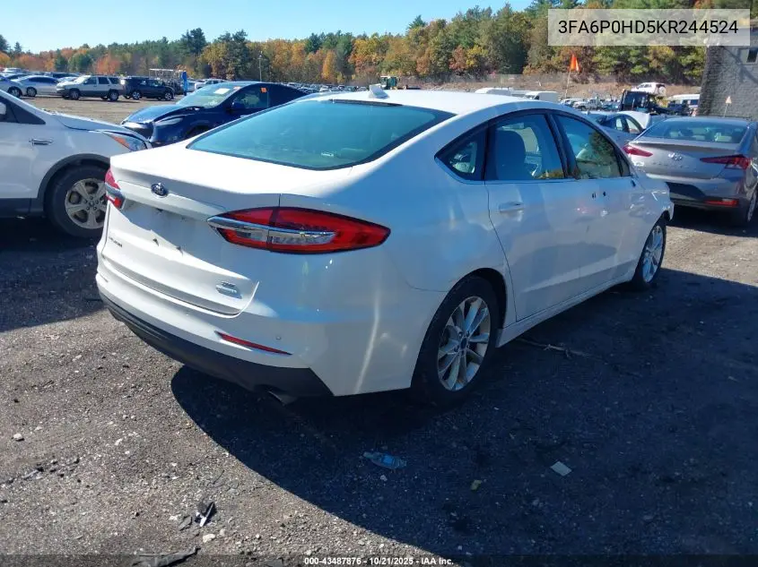 3FA6P0HD5KR244524 2019 Ford Fusion Se