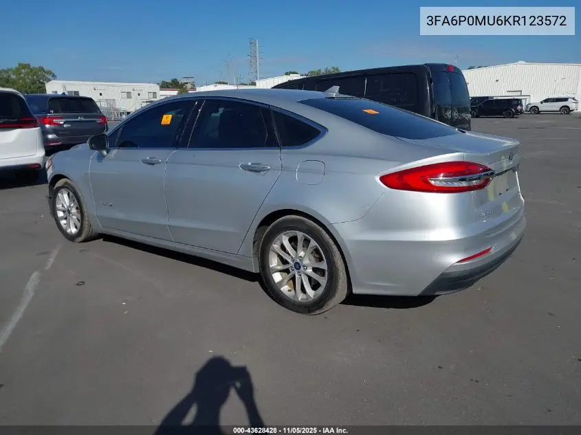 3FA6P0MU6KR123572 2019 Ford Fusion Hybrid Sel