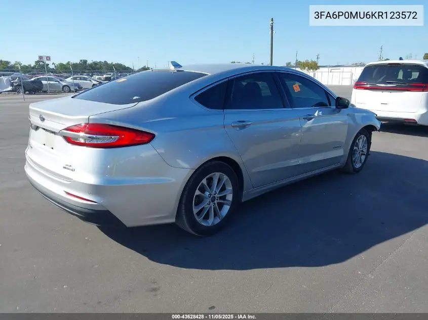 3FA6P0MU6KR123572 2019 Ford Fusion Hybrid Sel