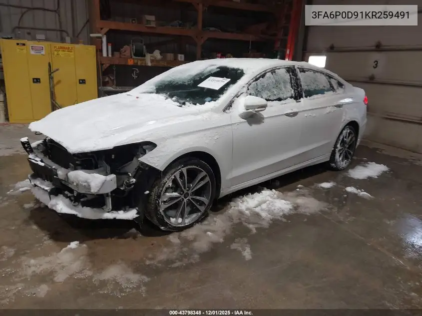 3FA6P0D91KR259491 2019 Ford Fusion Titanium