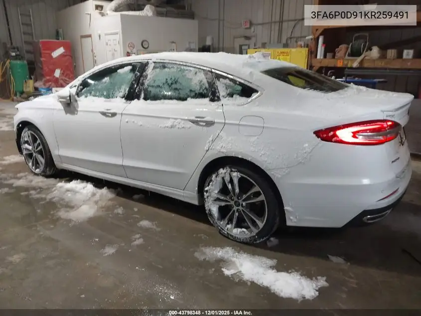 3FA6P0D91KR259491 2019 Ford Fusion Titanium