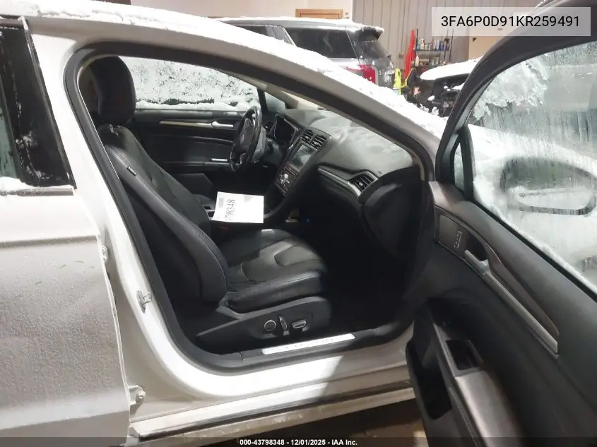 3FA6P0D91KR259491 2019 Ford Fusion Titanium