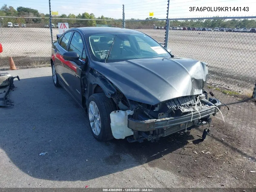 3FA6P0LU9KR144143 2019 Ford Fusion Hybrid Se