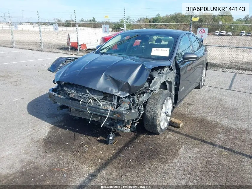 3FA6P0LU9KR144143 2019 Ford Fusion Hybrid Se