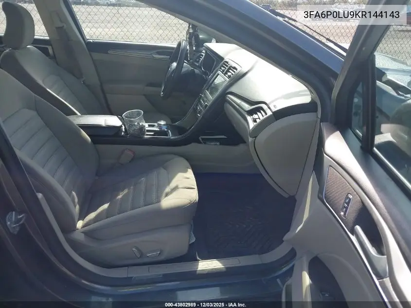 3FA6P0LU9KR144143 2019 Ford Fusion Hybrid Se