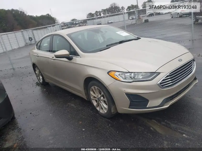 3FA6P0HD3KR193248 2019 Ford Fusion Se