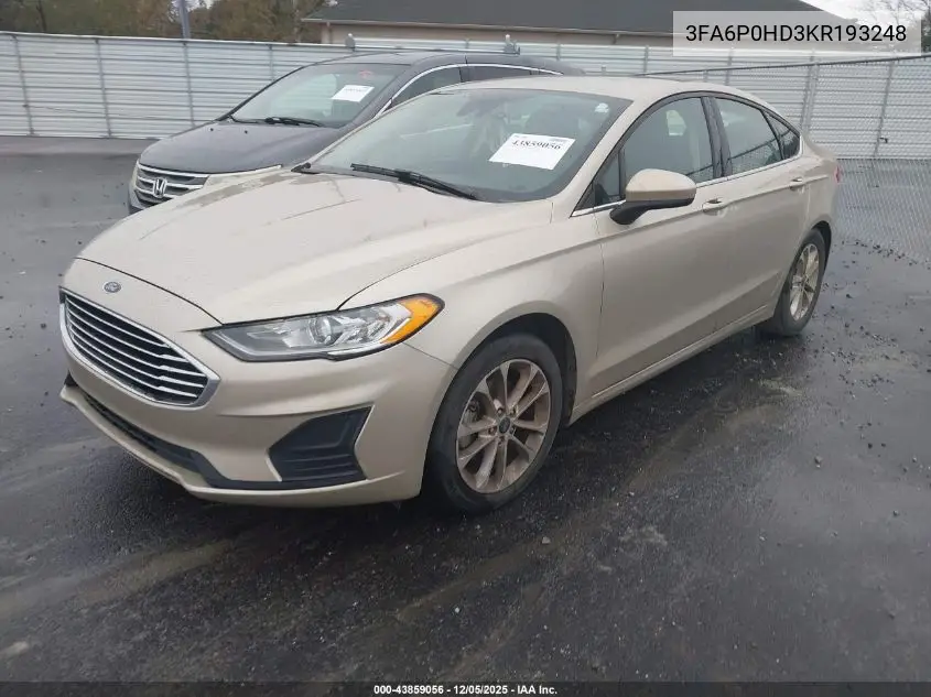 3FA6P0HD3KR193248 2019 Ford Fusion Se