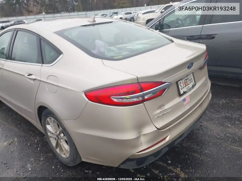 3FA6P0HD3KR193248 2019 Ford Fusion Se