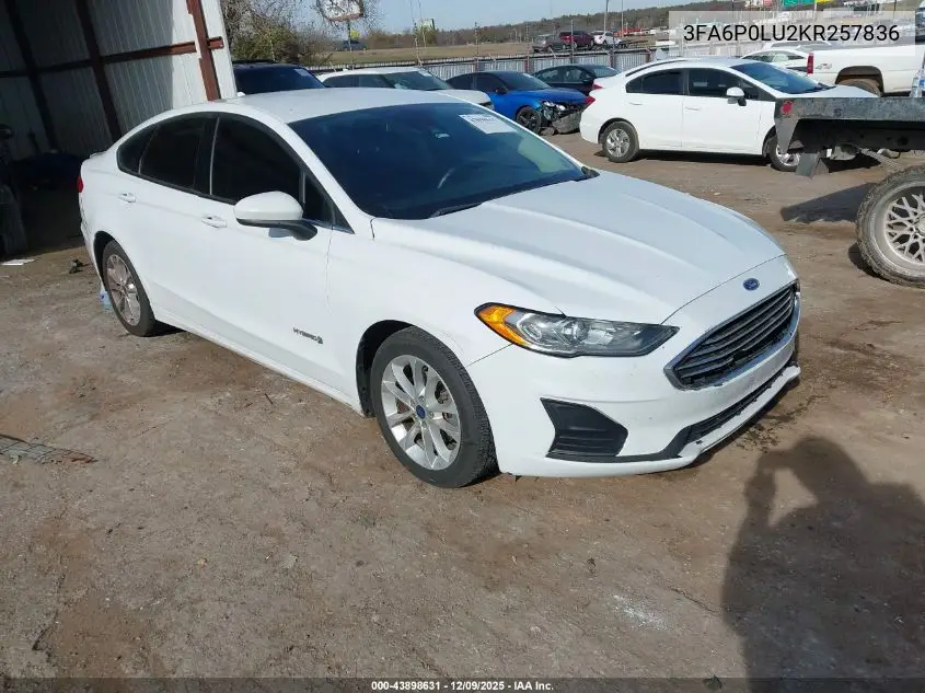3FA6P0LU2KR257836 2019 Ford Fusion Hybrid Se