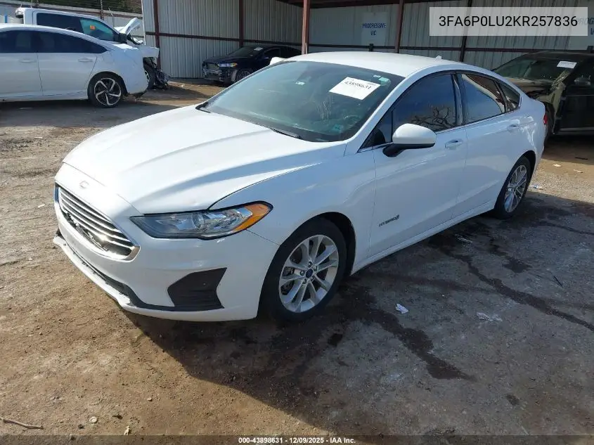 3FA6P0LU2KR257836 2019 Ford Fusion Hybrid Se