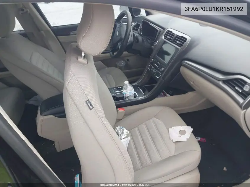 3FA6P0LU1KR151992 2019 Ford Fusion Hybrid Se