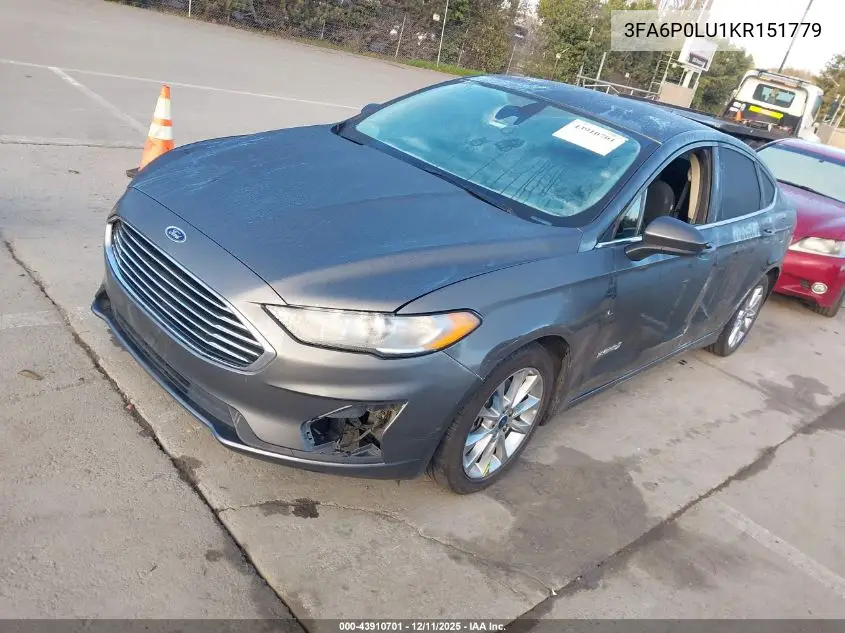 3FA6P0LU1KR151779 2019 Ford Fusion Hybrid Se