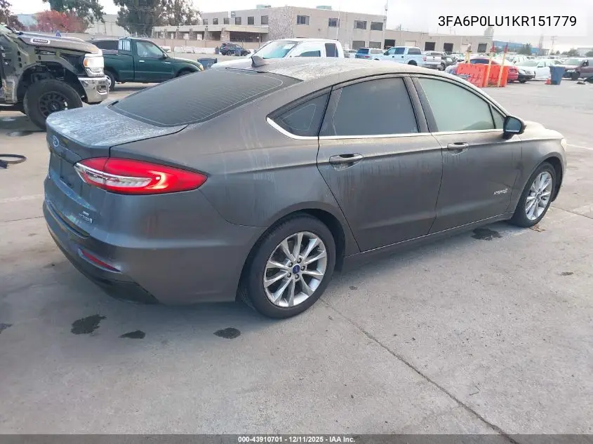 3FA6P0LU1KR151779 2019 Ford Fusion Hybrid Se