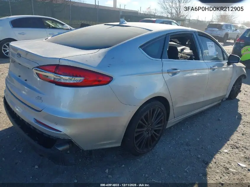 3FA6P0HD0KR212905 2019 Ford Fusion Se