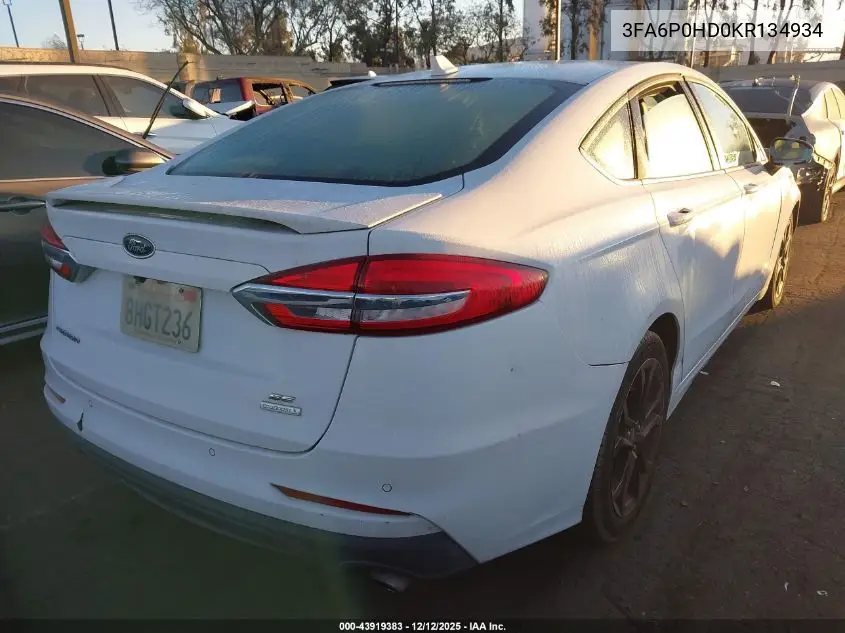 3FA6P0HD0KR134934 2019 Ford Fusion Se