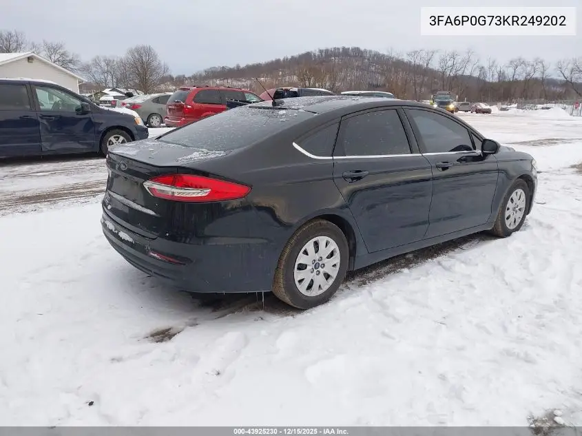 3FA6P0G73KR249202 2019 Ford Fusion S