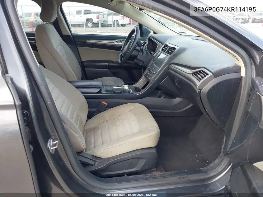 3FA6P0G74KR114195 2019 Ford Fusion S