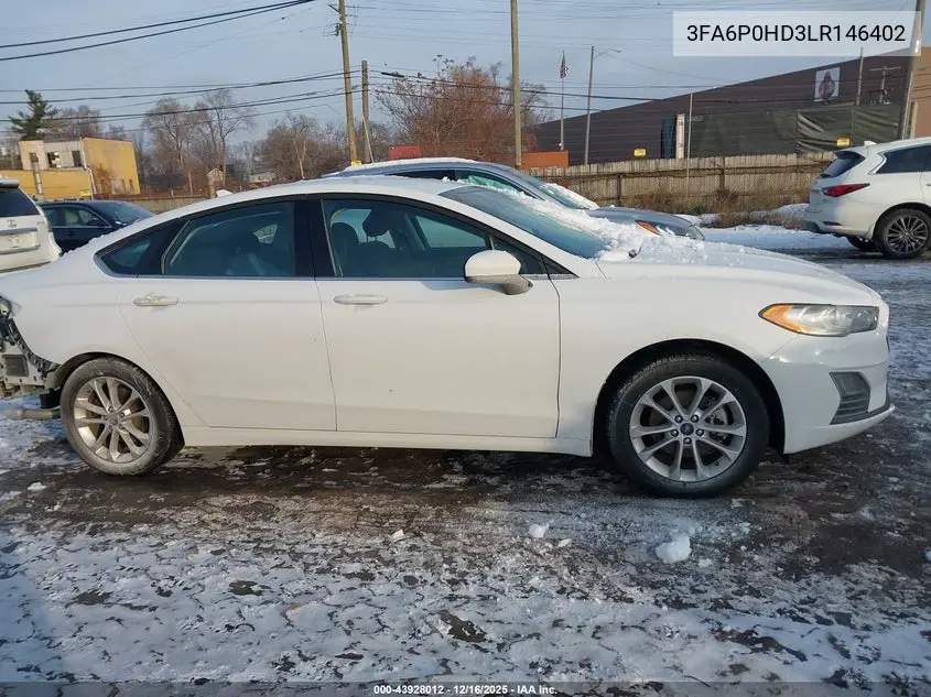 3FA6P0HD3LR146402 2020 Ford Fusion Se