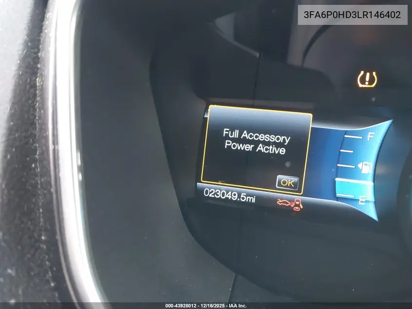 3FA6P0HD3LR146402 2020 Ford Fusion Se