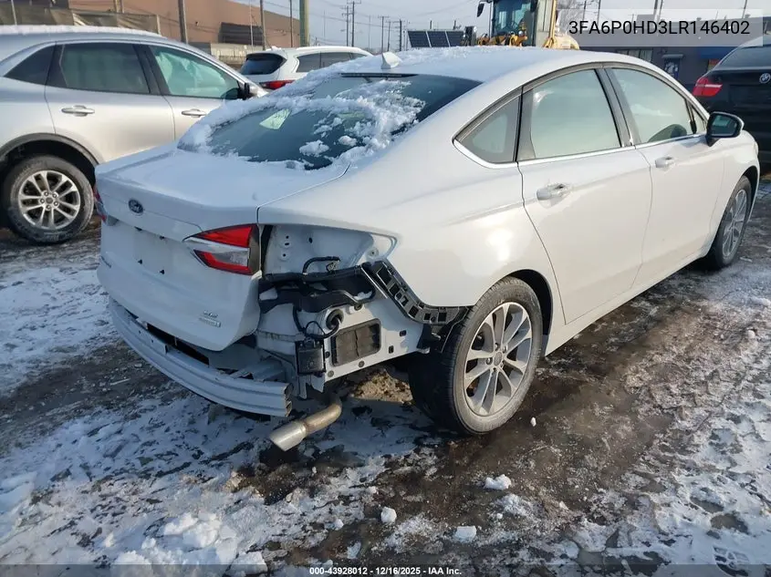 3FA6P0HD3LR146402 2020 Ford Fusion Se