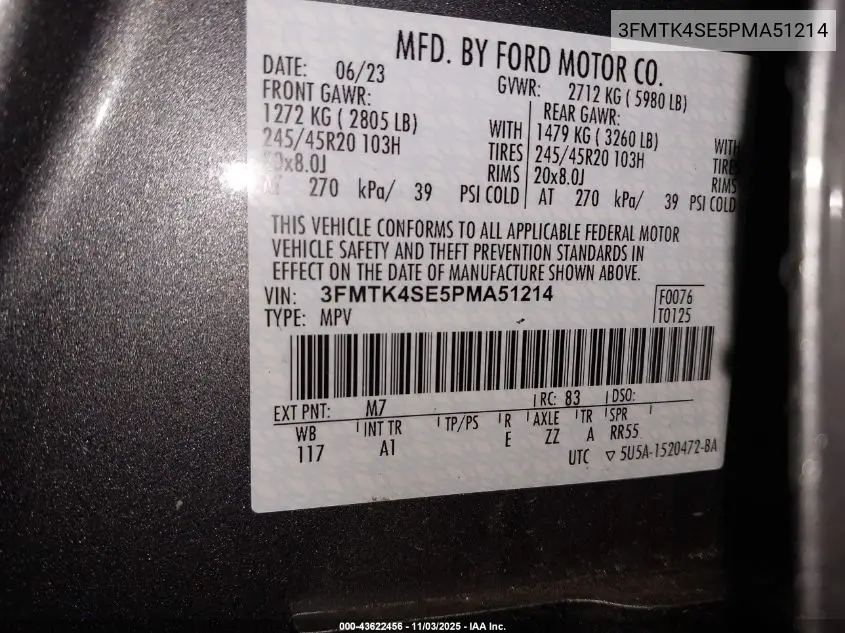 3FMTK4SE5PMA51214 2023 Ford Mustang Mach-E Gt