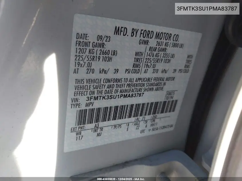 3FMTK3SU1PMA83787 2023 Ford Mustang Mach-E Premium