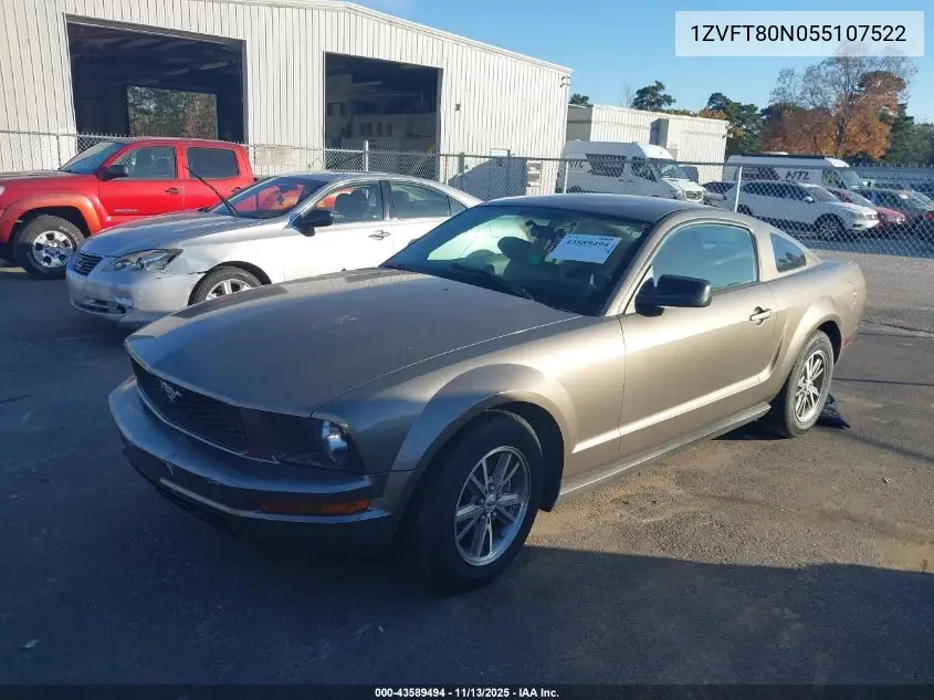 1ZVFT80N055107522 2005 Ford Mustang V6 Deluxe/V6 Premium
