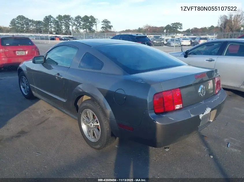 1ZVFT80N055107522 2005 Ford Mustang V6 Deluxe/V6 Premium
