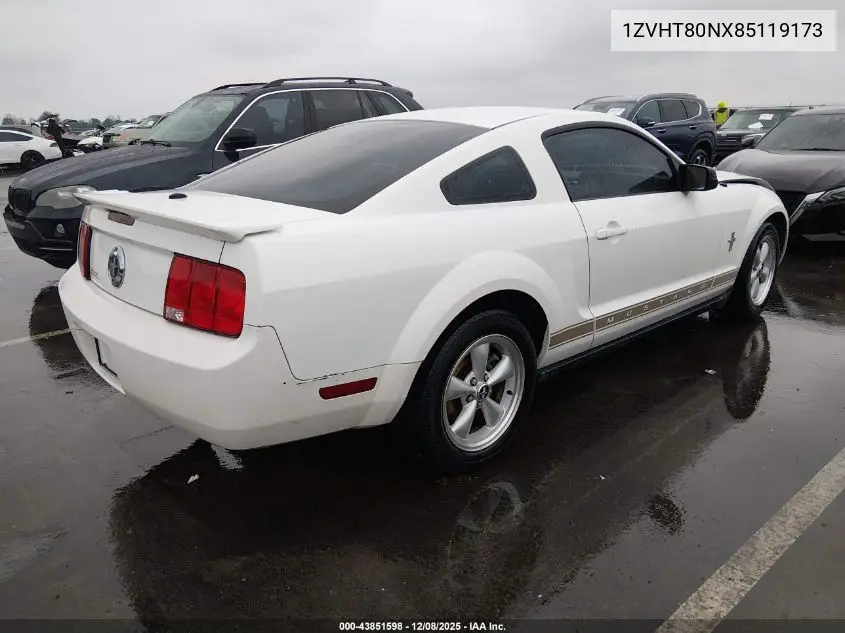 1ZVHT80NX85119173 2008 Ford Mustang V6 Deluxe/V6 Premium