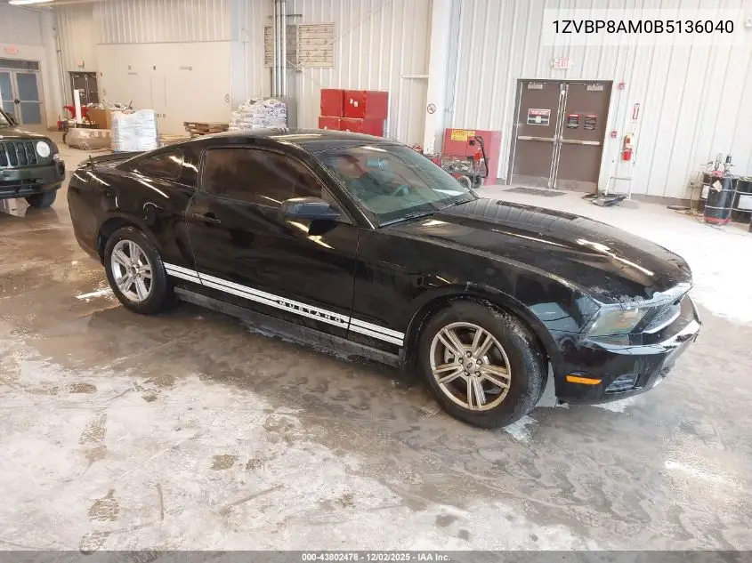 1ZVBP8AM0B5136040 2011 Ford Mustang V6