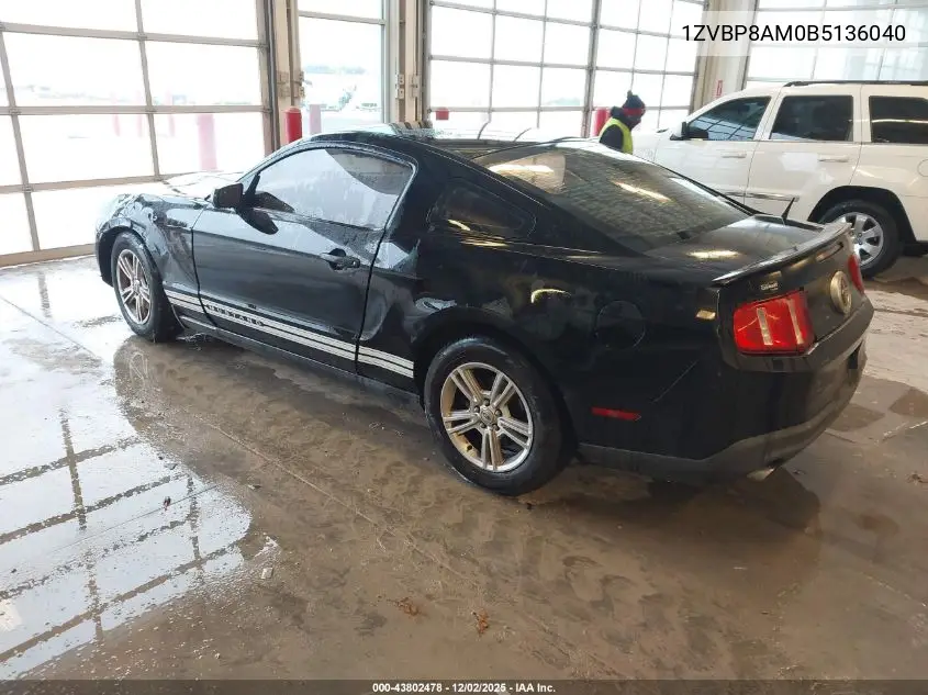 1ZVBP8AM0B5136040 2011 Ford Mustang V6