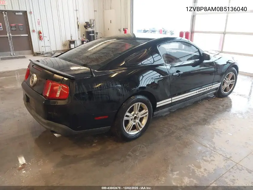 1ZVBP8AM0B5136040 2011 Ford Mustang V6